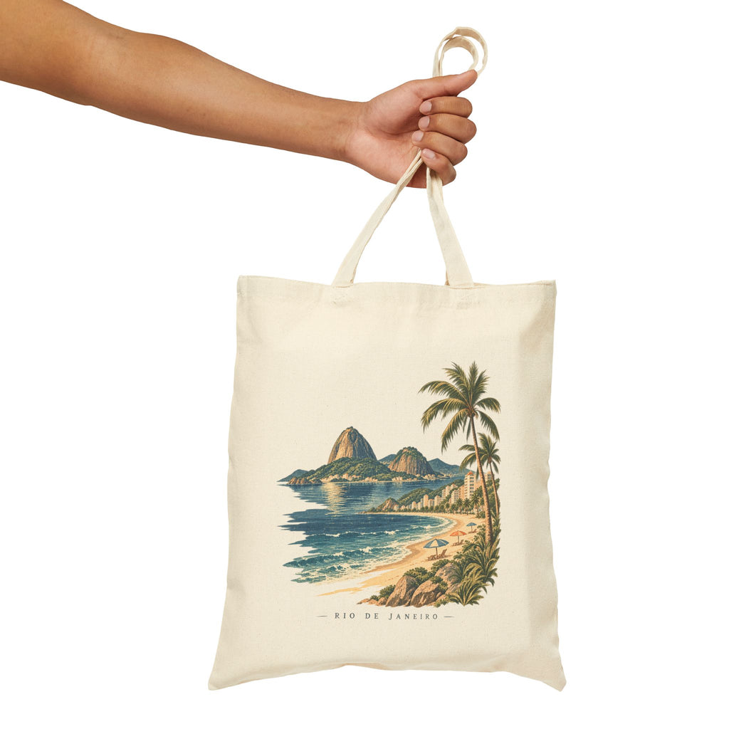 Beach Vintage Tote Bag — Rio de Janeiro Sugar Loaf Seaside Sereno Bag