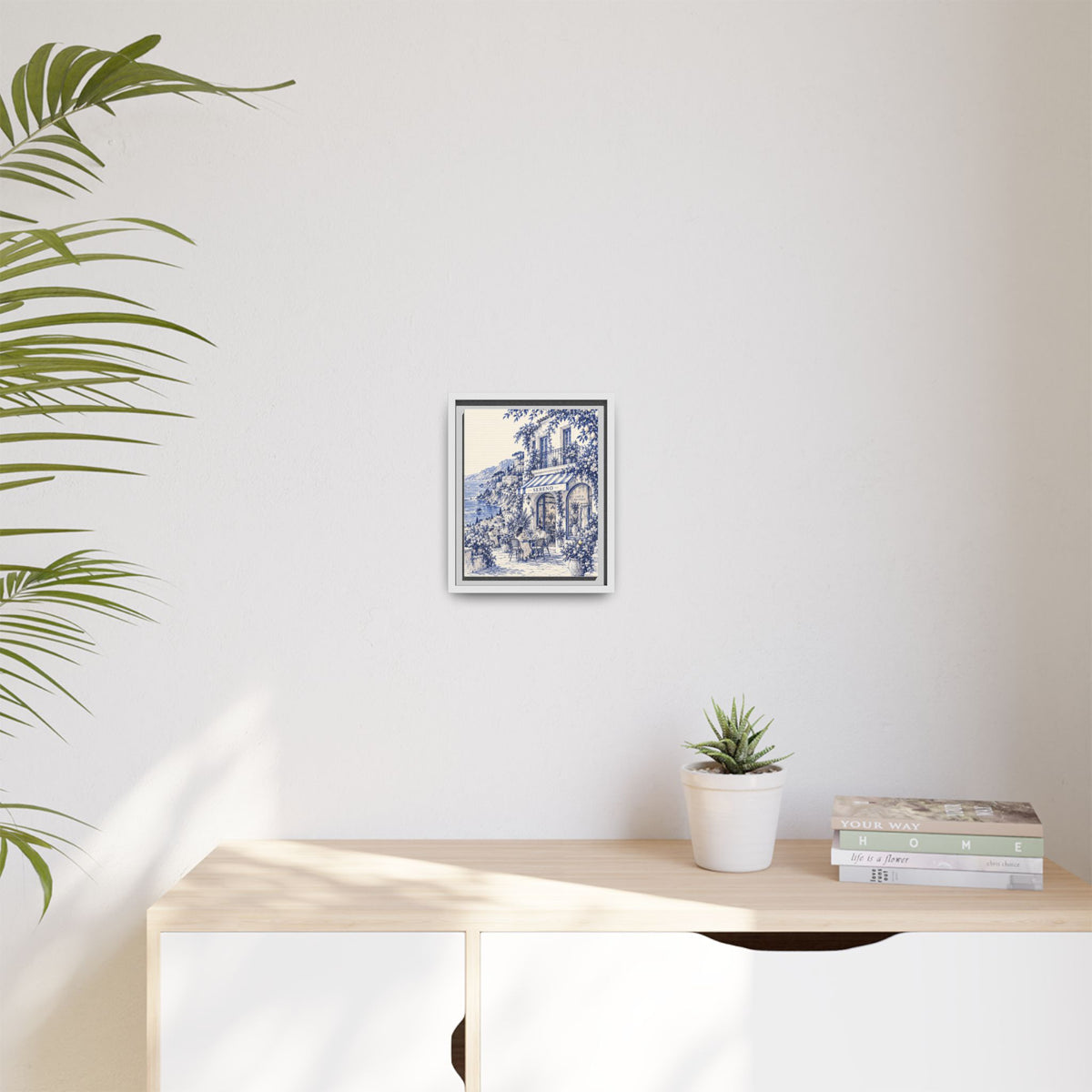 Sereno by Café Vivere - Amalfi Coast Blue Ink Matte Canvas Print, Framed (Multi-color)