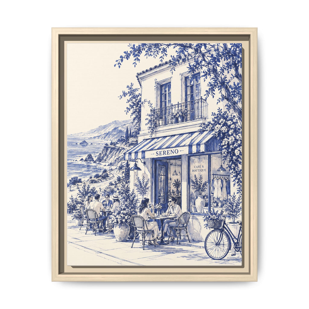 Sereno by Café Vivere - Pacific Coast Highway Blue Ink Matte Canvas Print, Framed (Multi-color)