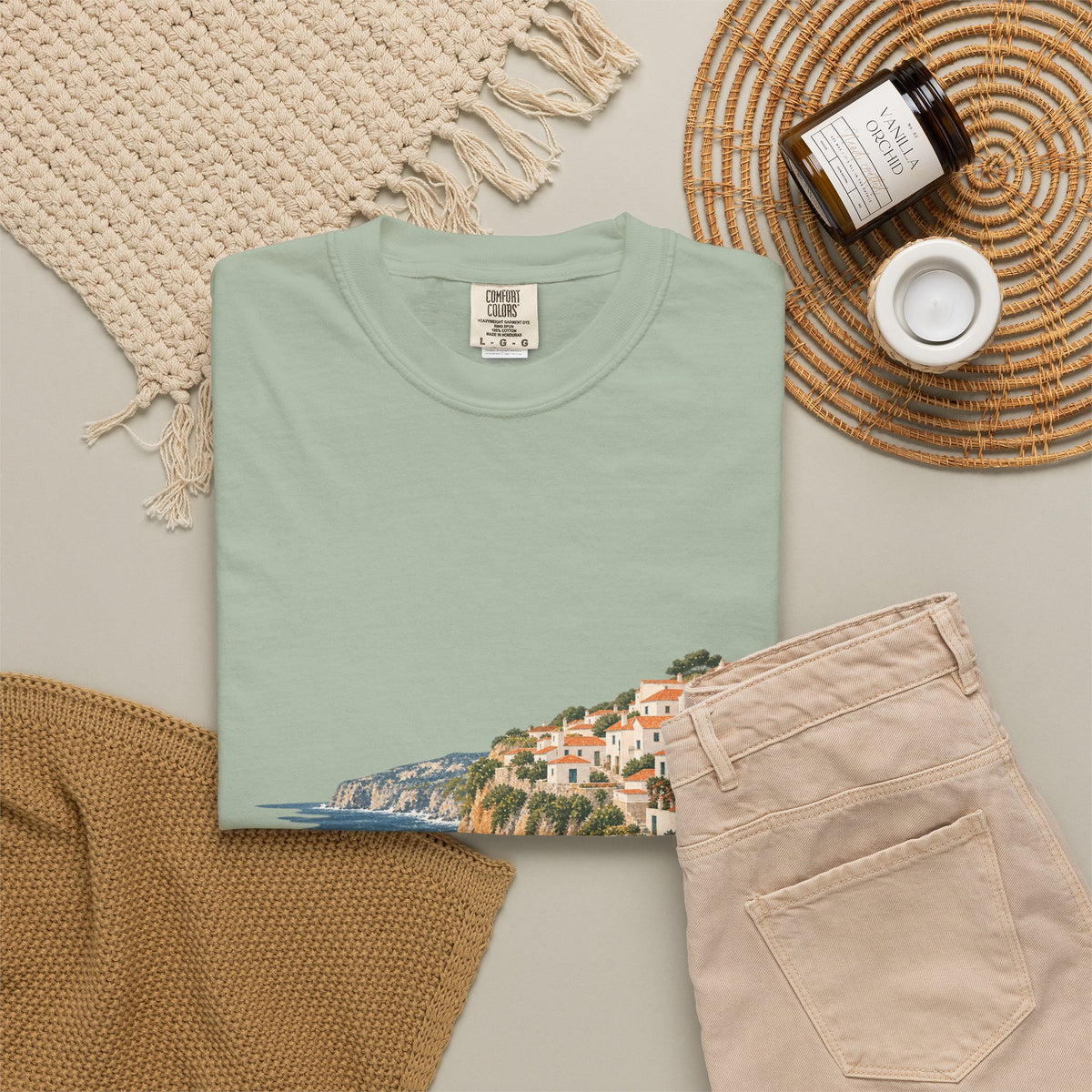 Coastal Cliffside Illustration T-Shirt — Café Vivere Azenhas do Mar Portugal Scenic Tee