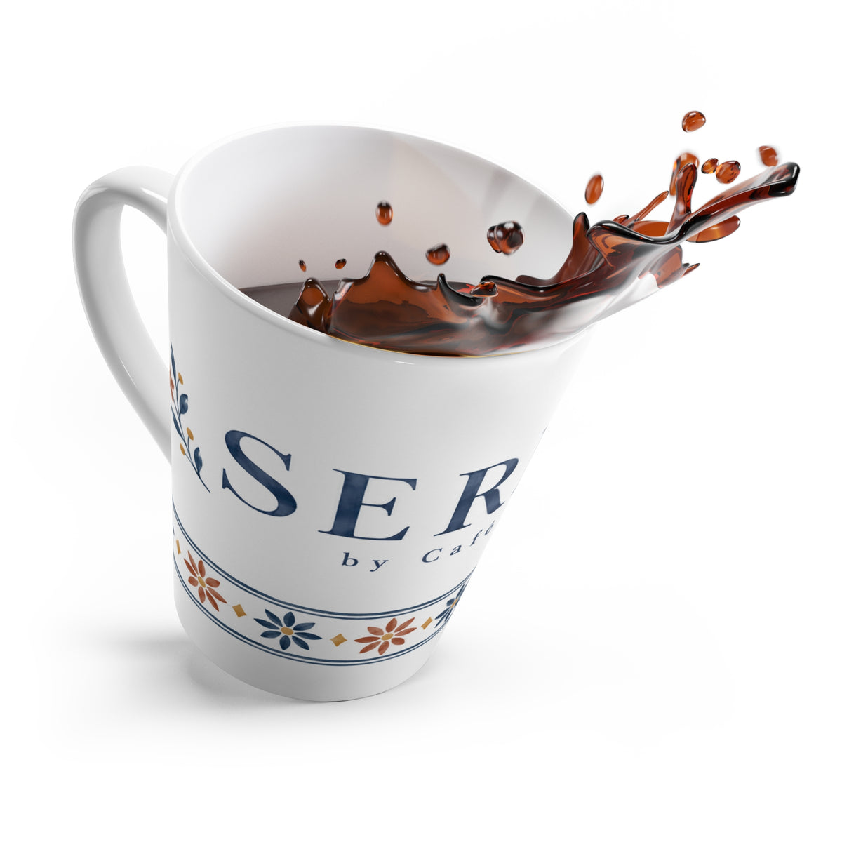 Ceramic Latte Mug - Sereno by Cafe Vivere Floral Cafe Design