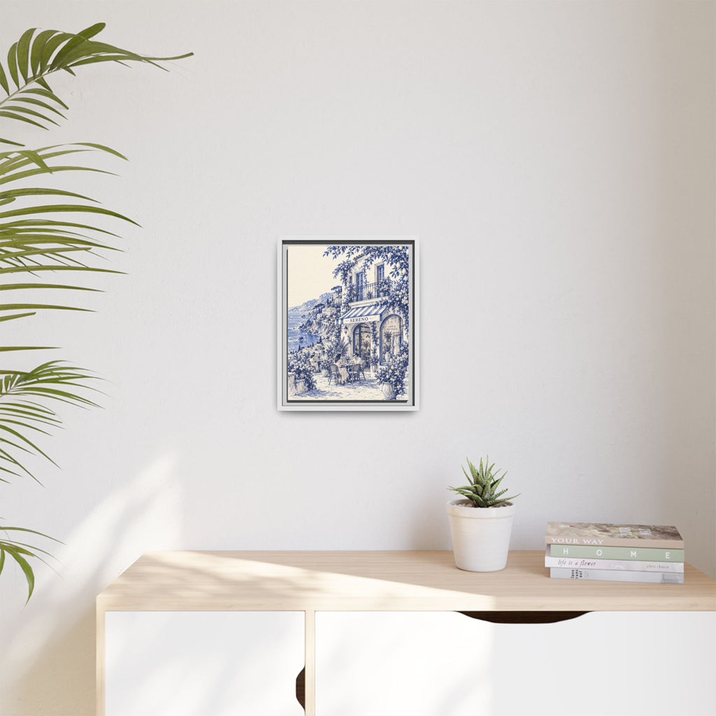 Sereno by Café Vivere - Amalfi Coast Blue Ink Matte Canvas Print, Framed (Multi-color)