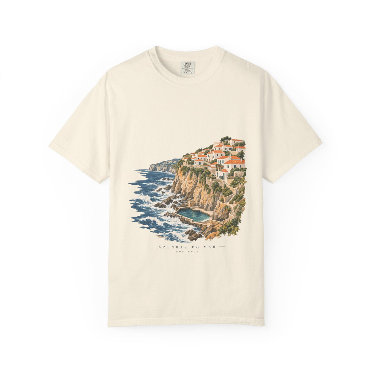 Coastal Cliffside Illustration T-Shirt — Café Vivere Azenhas do Mar Portugal Scenic Tee