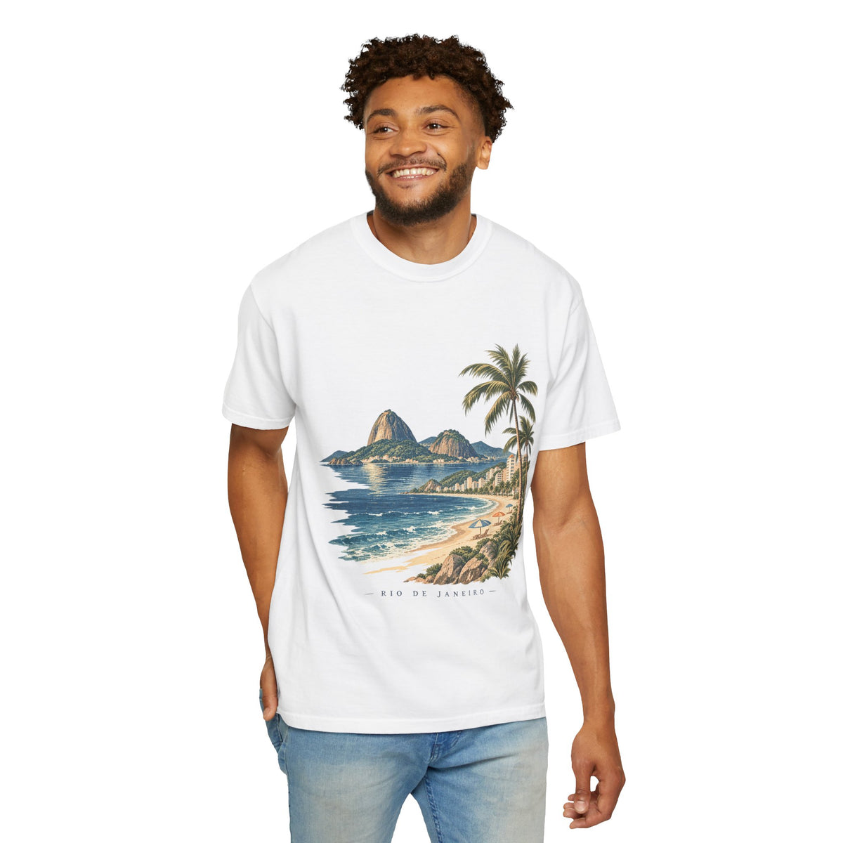 Rio de Janeiro Beach T-Shirt — Café Vivere Vintage Palm Coastal Tee
