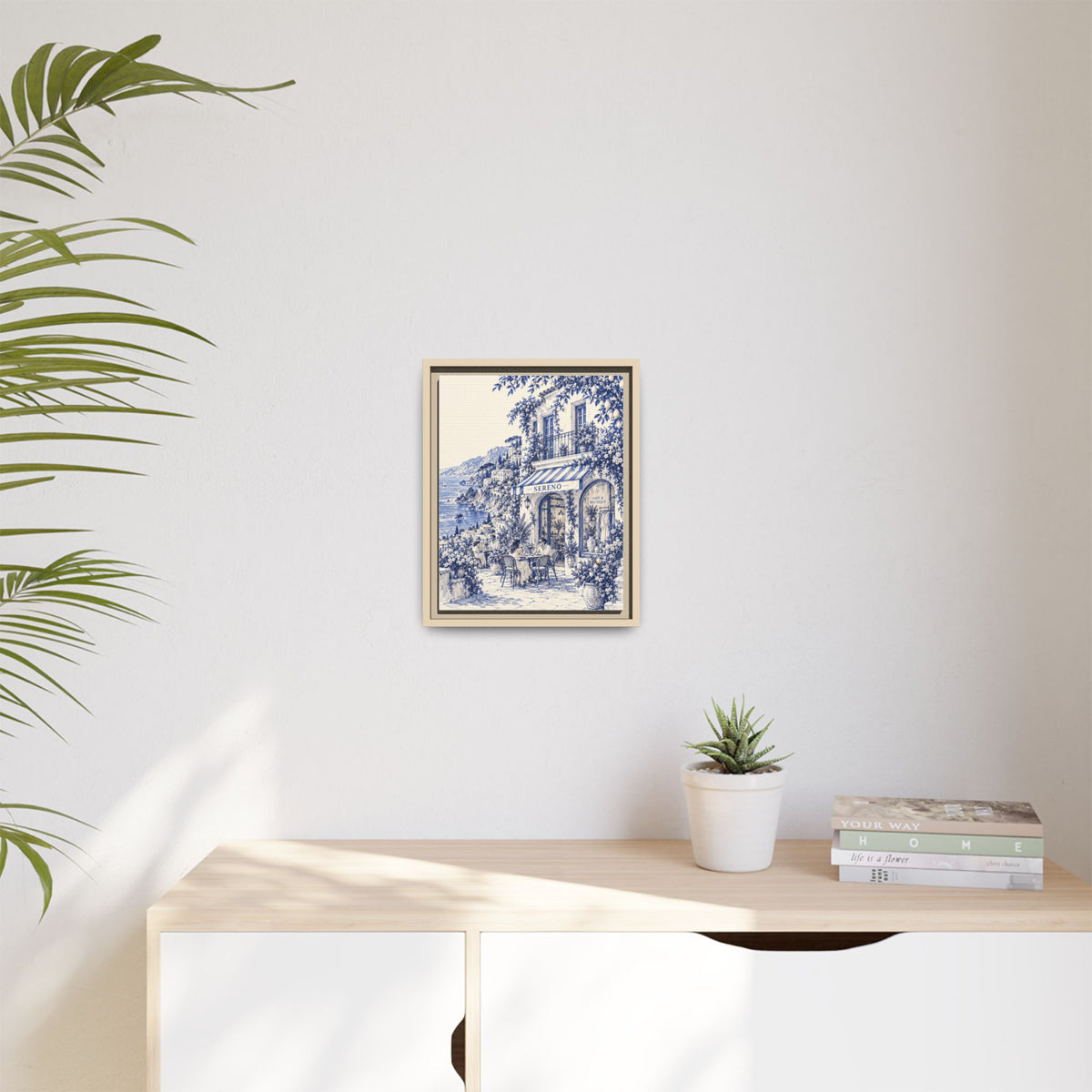 Sereno by Café Vivere - Amalfi Coast Blue Ink Matte Canvas Print, Framed (Multi-color)
