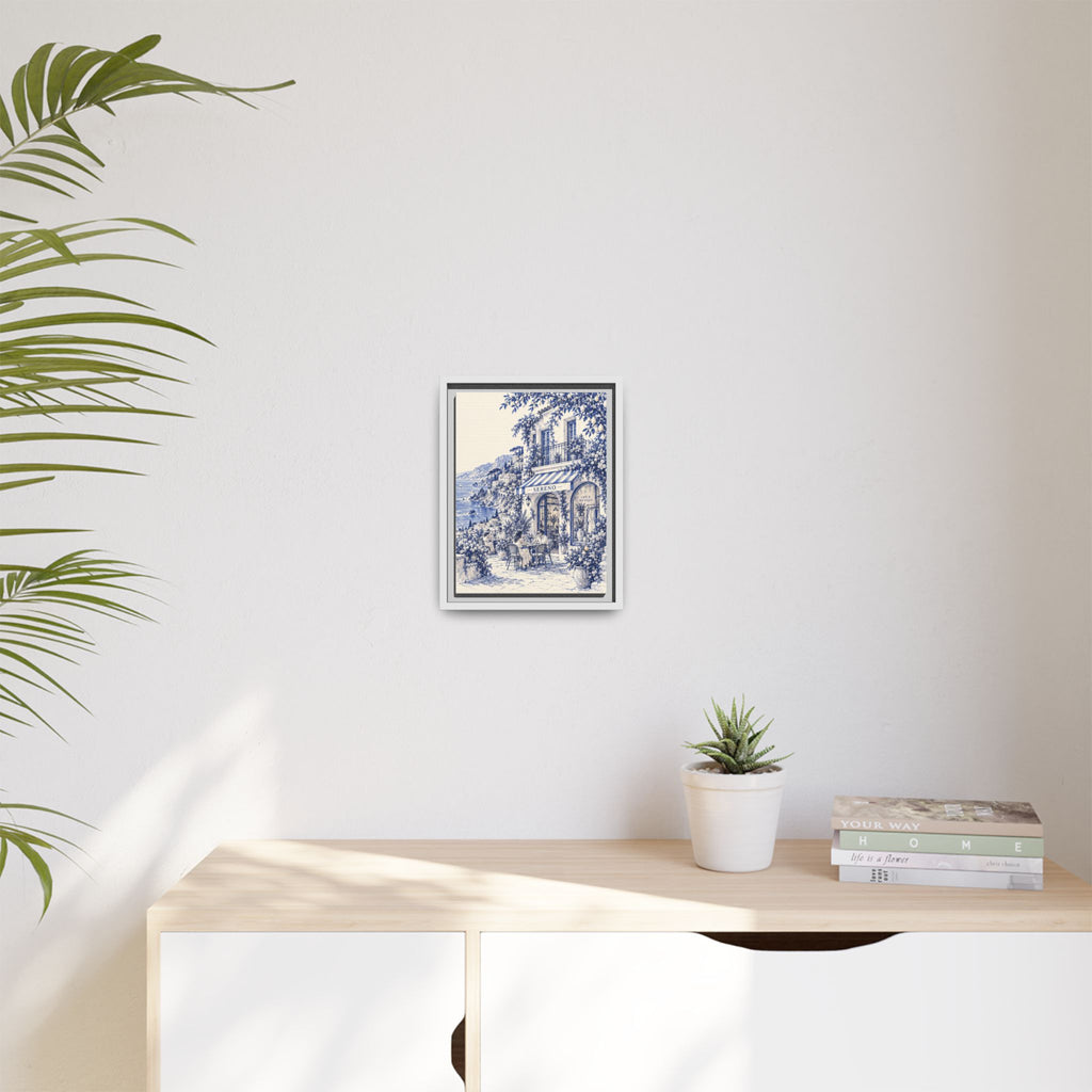 Sereno by Café Vivere - Amalfi Coast Blue Ink Matte Canvas Print, Framed (Multi-color)