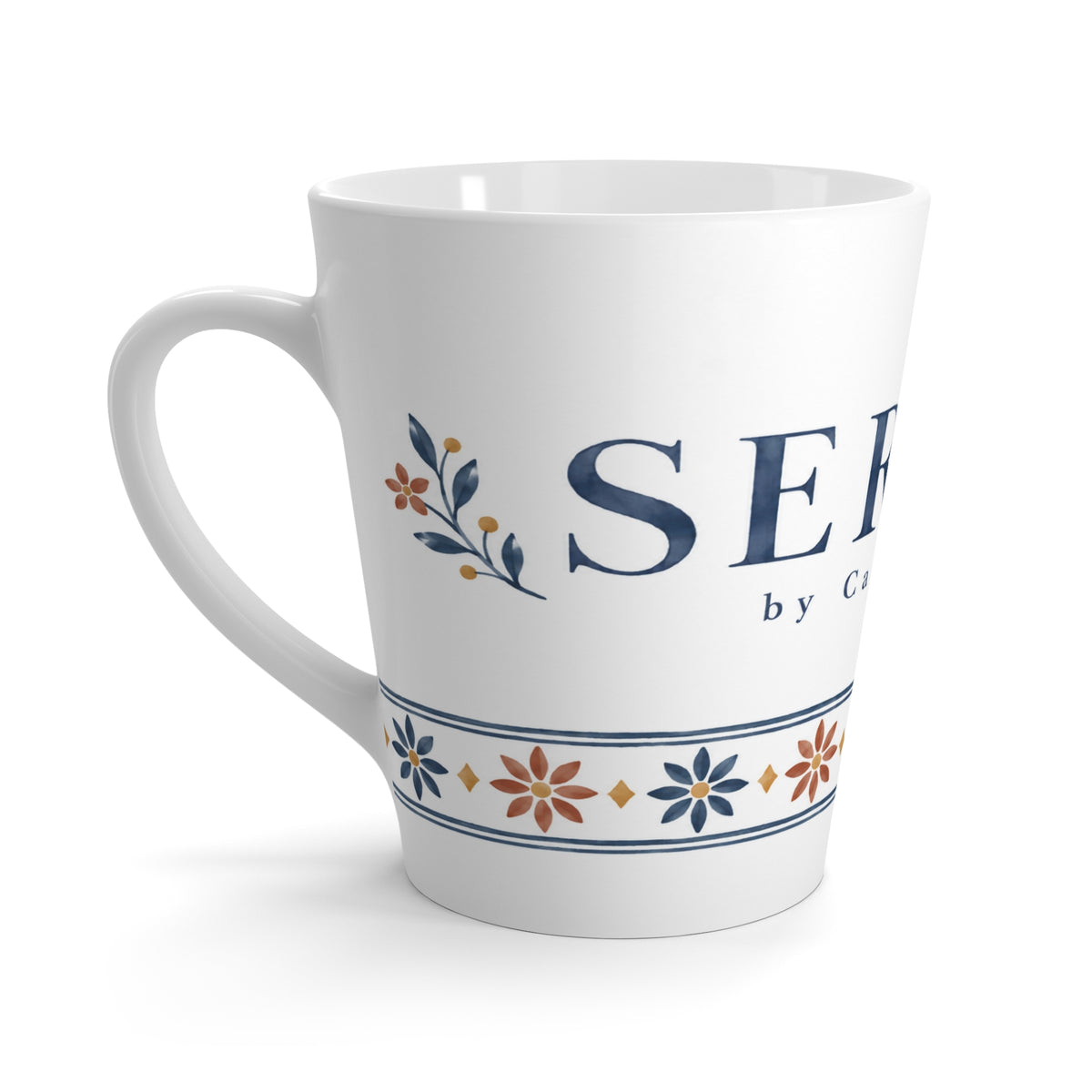 Ceramic Latte Mug - Sereno by Cafe Vivere Floral Cafe Design