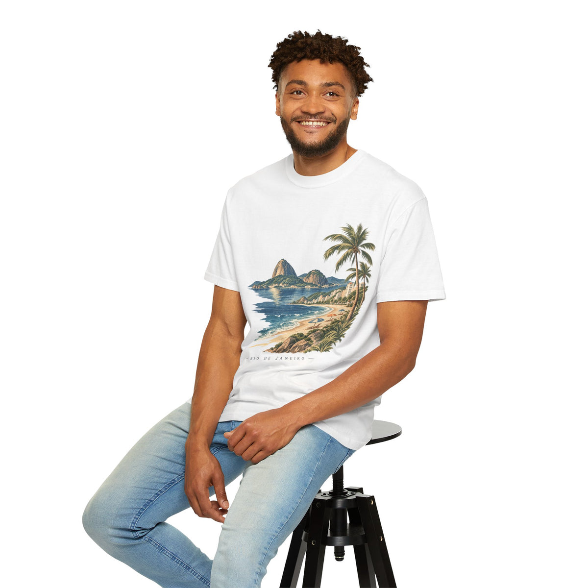 Rio de Janeiro Beach T-Shirt — Café Vivere Vintage Palm Coastal Tee
