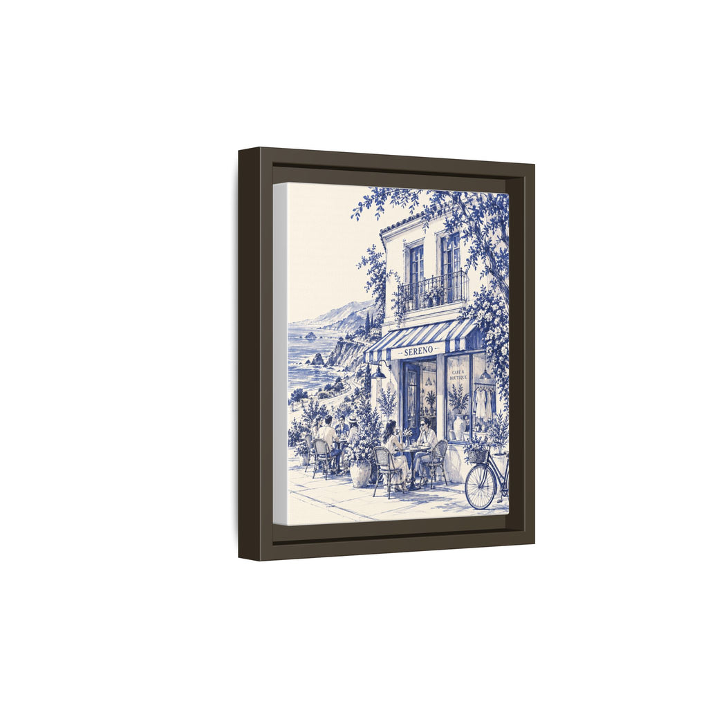Sereno by Café Vivere - Pacific Coast Highway Blue Ink Matte Canvas Print, Framed (Multi-color)