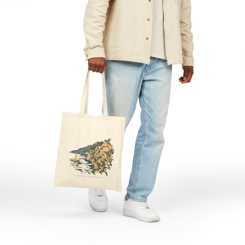 Italian Coastline Canvas Tote — Sereno Scenic Beach Village Bag